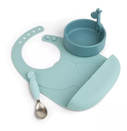 Set Alimentación Bebe Bpa Free Vajilla Silicona Comida - Color azul — Una  Ganga