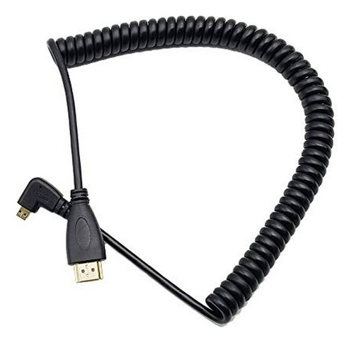 Cable Macho Micro Hdmi A Hdmi En Espiral En Ángulo Izquierdo