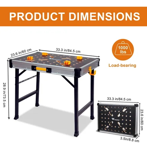 Banco De Trabajo Portátil 1000 Lbs, Mesa Plegable Resistente