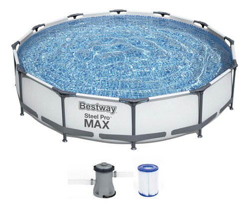 Piscina estructural redonda Bestway 56416 con capacidad de 6473 litros de 366cm de diámetro gris diseño piedra prismática