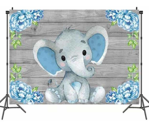 Telon Fondo Elefante Para Ducha Bebe 8.9 4.9 ft Madera