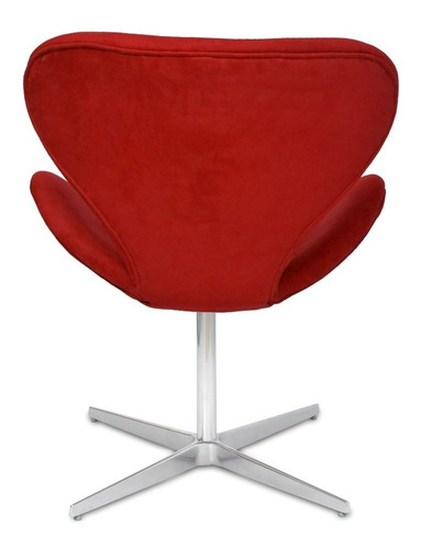 Poltrona Decorativa Swan Base Fixa E Giratória Zarco Cor - Desenho Do Tecido Vermelha