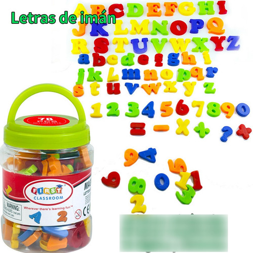 Imán Magnético Para Nevera Con Números Y Letras 78pcs Verde Lima