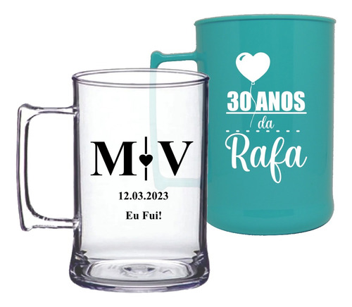 100 Canecas Personalizadas Acrílicas 450ml Frente / Verso