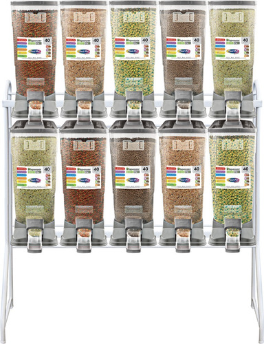 Imagem 1 de 2 de Dispenser Duplo Porta Racao 10 X 40 Litros Cinza