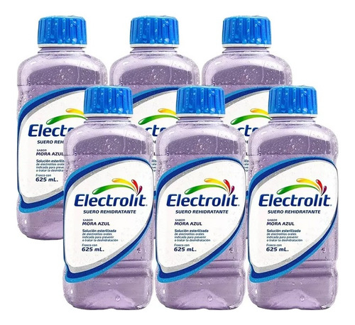 Suero Rehidratante Electrolit Mora Azul 6 Pzs De 625 Ml