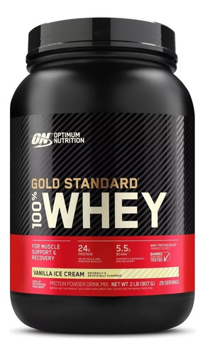 Whey Protein 2lb Gold Standard 907gr - Optimum Nutrition Sabor Vanilla Ice Cream