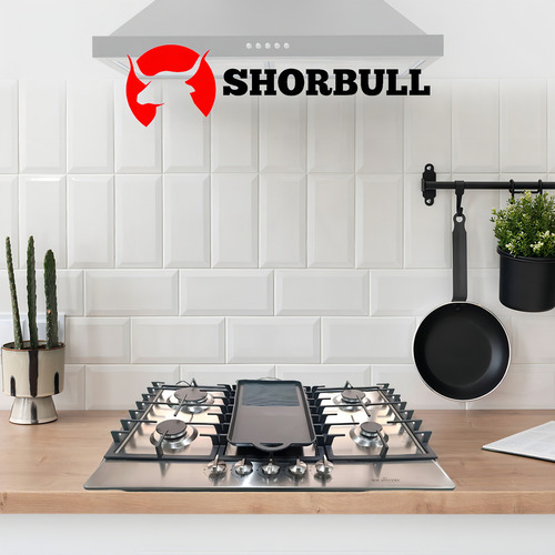 Parrilla Estufa Con Comal 5 Quemadores Acero Inox Shorbull Plateado