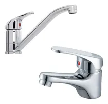 Comprar Canilla Monocomando Cromada Cocina + Griferia Vanitory Baño Acabado Brillante Color Plateado