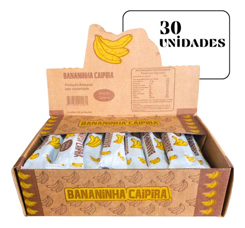 Doce de doce de bananinha caipira banana Bananinha Artesanal sem TACC em display 1.3 kg 30 un