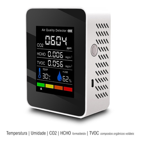 Imagem 1 de 8 de Monitor De Qualidade Do Ar Co2 Temperatura Umidade Hcho Tvoc
