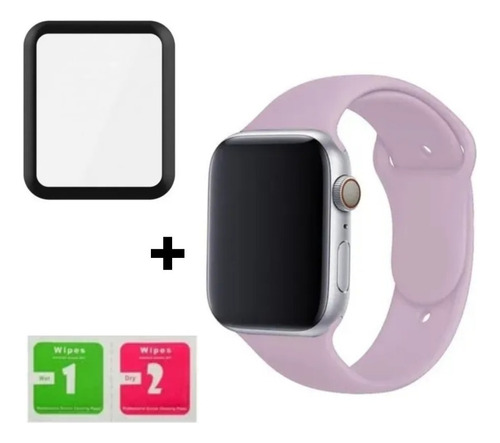 Pulseira + Pelícu 3d Para Apple Watch 38mm 40mm 42mm 44mm Sm Cor Nude Largura 40 mm