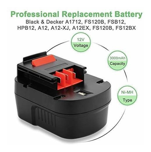 Hanaix 3000 Mah Ni-mh 12 V Hpb12 Batería Para Black & Decker