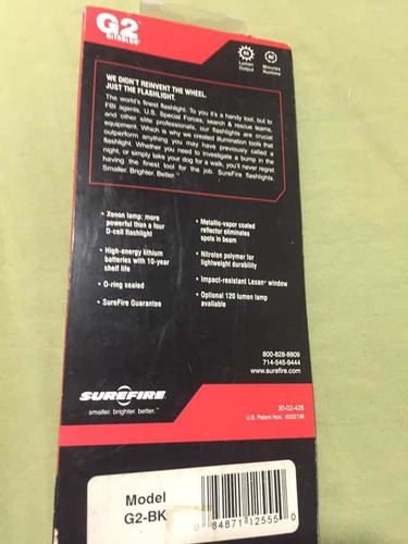Lanterna Surefire G2 Nitrolon , No Blister Nova Com Pilhas.