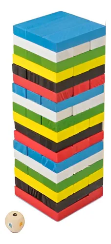 Jenga Torre Madera Bloques 54 Pc Colores Grande Juego Mesa