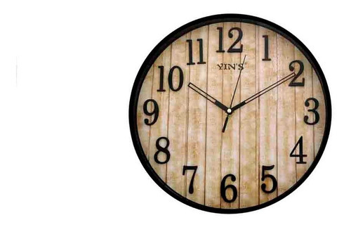 Relógio De Parede Em Plástico Preto/madeira 4,5x30cm-ynclock Cor da estrutura Preto Cor do fundo Madeira