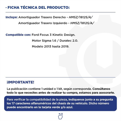 Imagen 2 de 9 de Kit Amortiguadores Traseros Ford Focus 3 13+ - Original