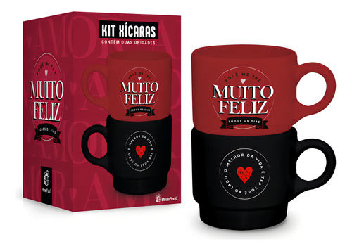 Caneca Empilhada Dupla 230ml Amor - Voce Me Faz Muito Feliz
