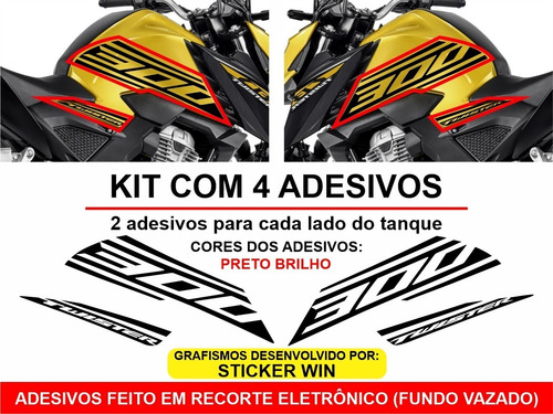 Adesivo Cb 300f Twister 2023 Tanque Lateral Preto Brilho M.4
