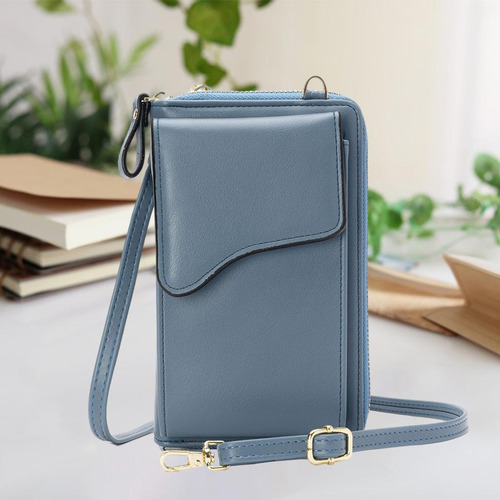 Bolso Bandolera De Cuero Pu Para Mujer, Mini Bandolera, Azul
