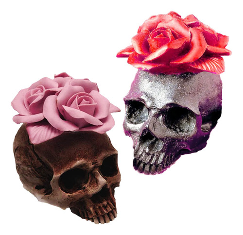 Fuerlun Molde De Resina De Calavera Rosa De Halloween De Sil