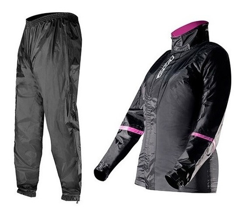 Capa De Chuva Ls2 Fluxus Feminina Preta Nylon Moto 