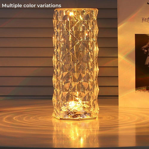 Lámpara De Mesa Cristal Diamante 16 Colore Táctil Recargable