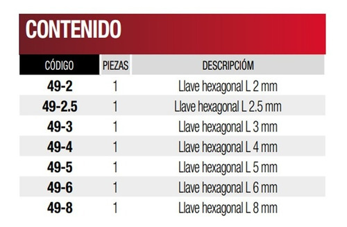 Juego 7 Llaves Hex Tipo L Metricas Urrea 4977m 32808680