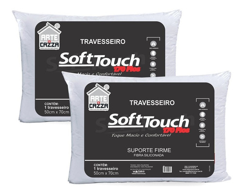 Kit 2 Travesseiros Soft Touch 170 Fios - 50x70 Arte E Cazza