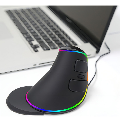 Mouse Vertical Delux Ergonomic Series M618plus Rgb Black