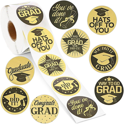 2022 Graduation Stickers For Envelope Self Adhesive Gold