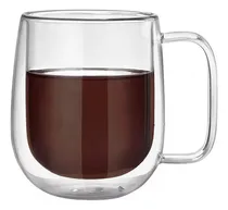 Comprar Juego De 2 Tazas Vidrio Cristal De 350 Ml Cafe Doble Pared