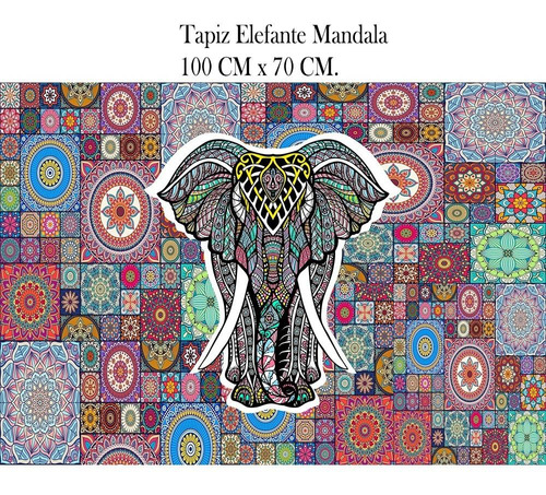 Tapiz Elefante Mandala 70 Cm X 100 Cm. 