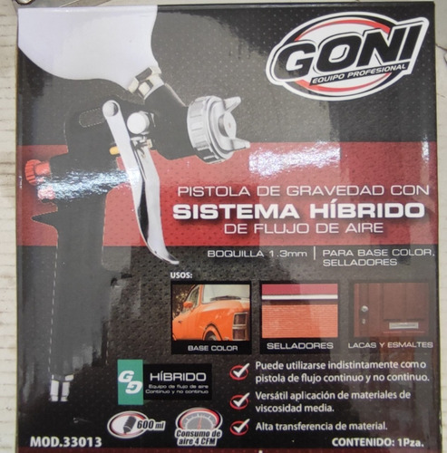 Pistola Gravedad Goni 33013 Hibrida 1.3mm 600ml