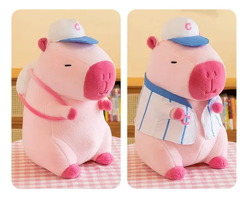Juguete De Peluche De Capibara, Juguete De 22cm Ropa Rosa