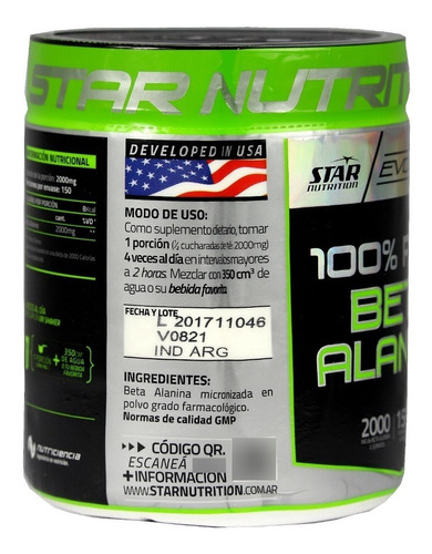 Suplemento en gramos Star Nutrition  Star nutrition Beta Alanina recuperador