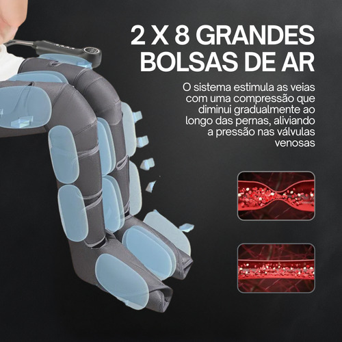 Bota Compressão Pneumática Massagem Circulação Com Aquecimento 30w Fisioterapia 3 Modos De Massagem 5 Modos De Força E 3 De Aquecimento - 3dx