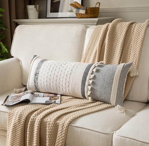 Funda Almohada Lumbar Bohemia 35 X 90 Cm Negro Beige