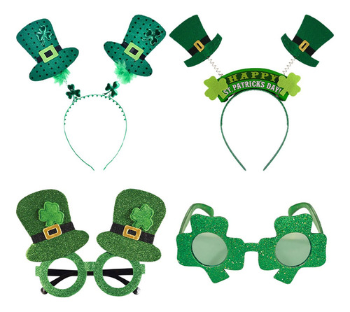 Nihay 4 Uds St Patricks Day Gafas Diadema Mujeres Hombres