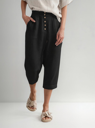 Cuna Cómoda Casual Con Bolsillo, De Lino Liso, Color Capris
