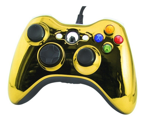 Joystick Xbox 360 Control Mando Cableado Pc Dorado Cromo