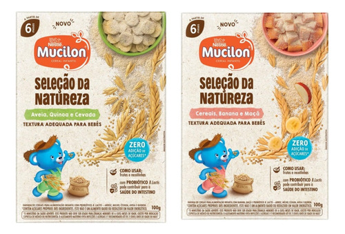 2 Mucilon Cereal Infantil Seleção Da Natureza 6+ Meses 100g