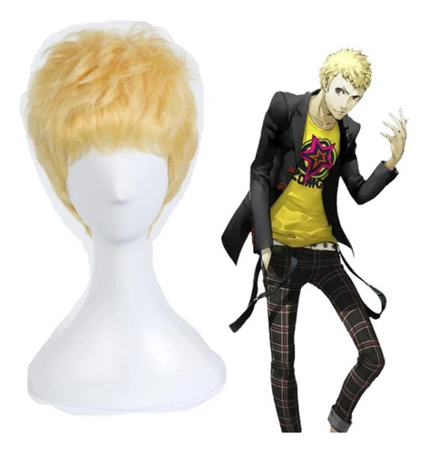 Peluca De Pelo Corto Dorado Persona 5 Ryuji Sakamoto Para Ho