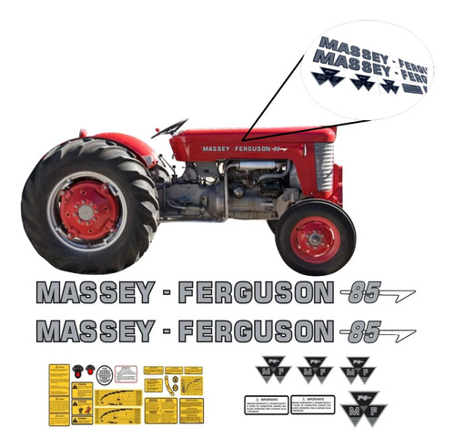 Kit Adesivo Trator Massey Ferguson Mf 85 + Etiquetas 01 Mk