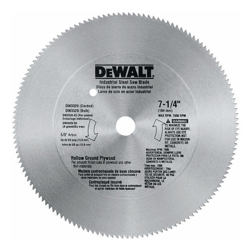 Disco Dewalt Para Sierra Circular 7-1/4 140 Dientes Dw3326 C