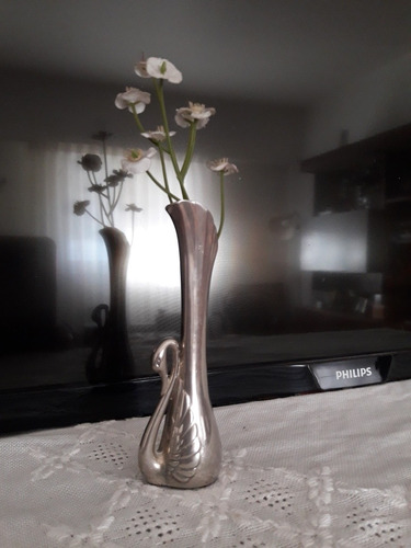 Mini Violetero Florero Cisne Baño De Plata Jc14