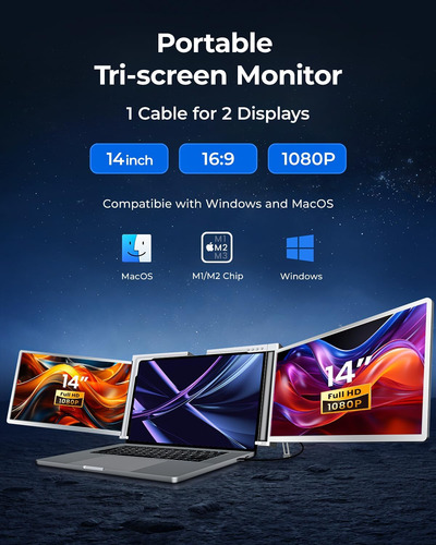 Extensor De Pantalla De La Computadora Portátil Triple De Ra