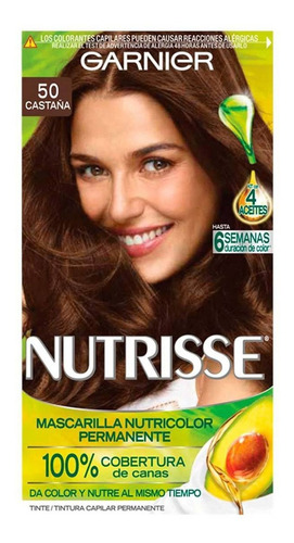 Tinte Garnier Color 50 Castaño Nutrisse Mascarilla Nutricolo Tono 50 castaña