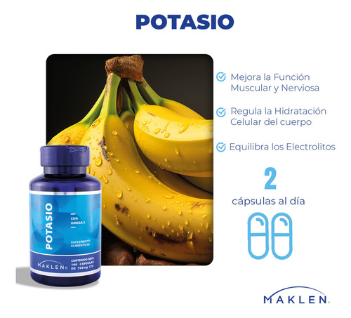 Citrato De Potasio + Omega 3 | 160 Capsulas | Maklen