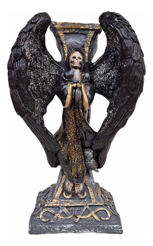 Santa Muerte- Ángel Negro Protector 47 Cm Resina Ritualizada